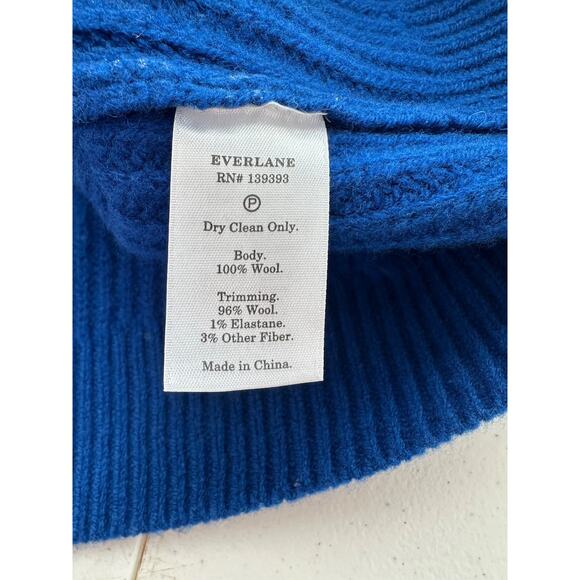 Everlane Women Half Zip Wool Sweater Size XL Blue High Neck Preppy Outdoors Fall - Picture 9 of 13